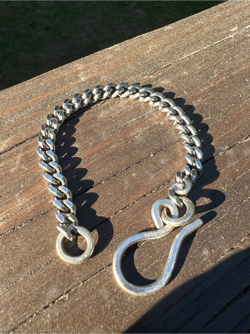 Men's Curb Chain Bracelet with Hook Clasp